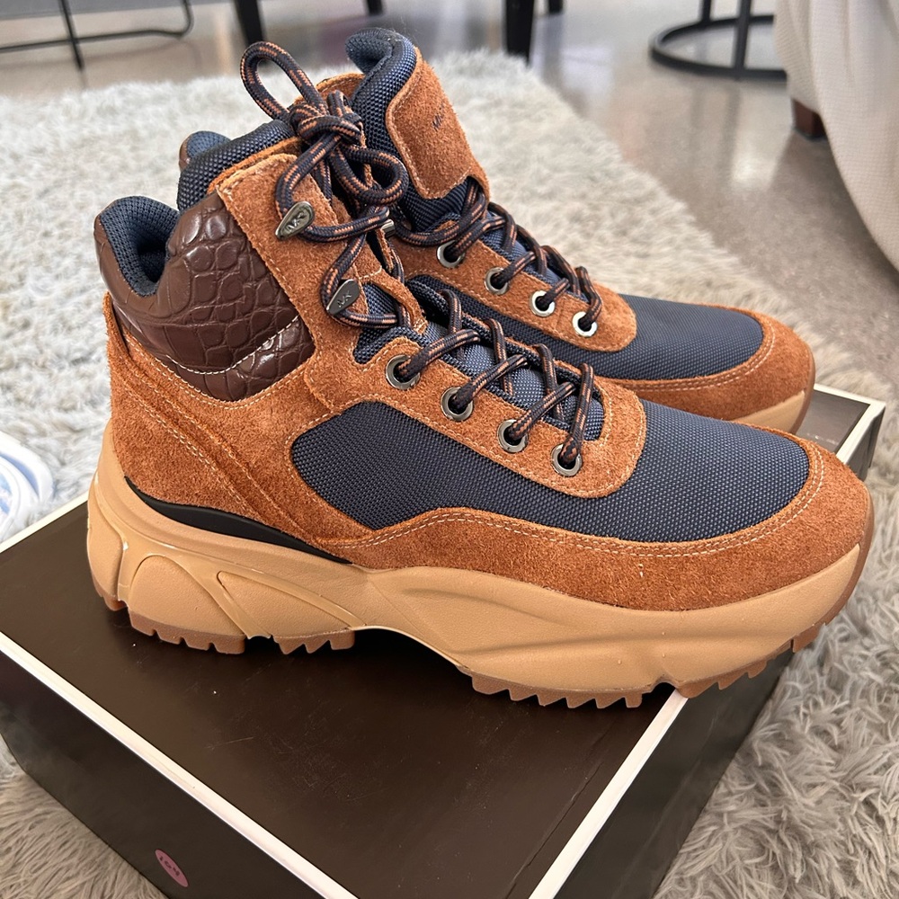 Men's Brown and Navy Hiking Boots